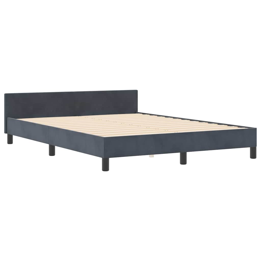 Boxspringbett mit Kopfteil Dunkelgrau 140 x 190 cm Samt