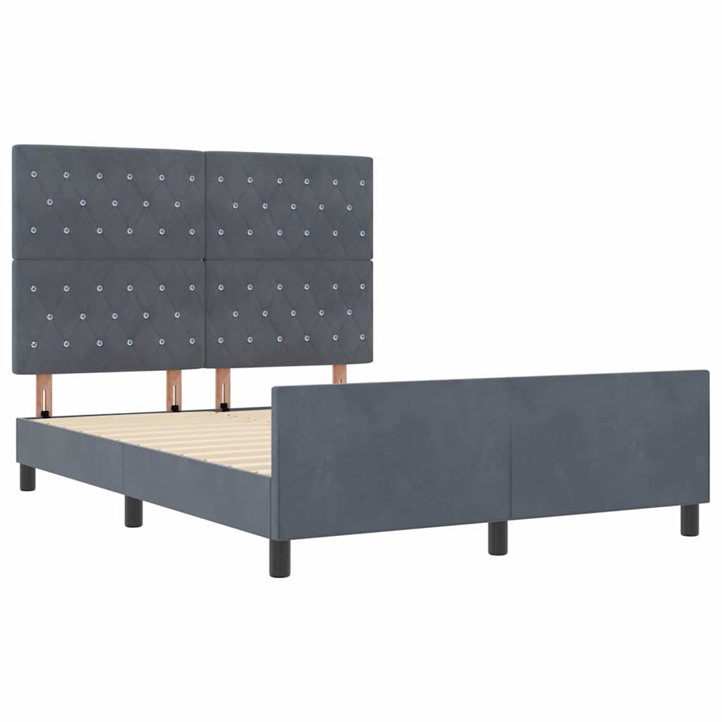 Boxspringbett mit Kopfteil Dunkelgrau 140 x 190 cm Samt