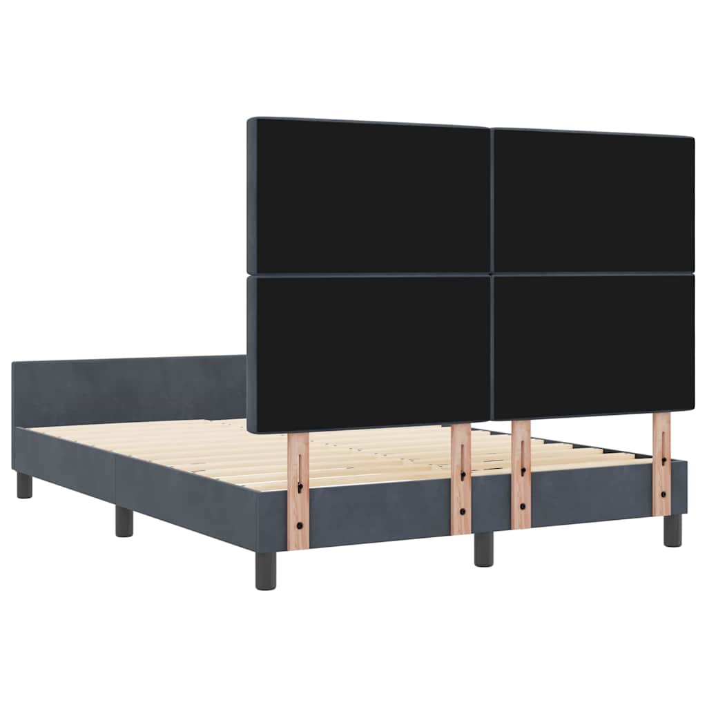 Boxspringbett mit Kopfteil Dunkelgrau 140 x 190 cm Samt