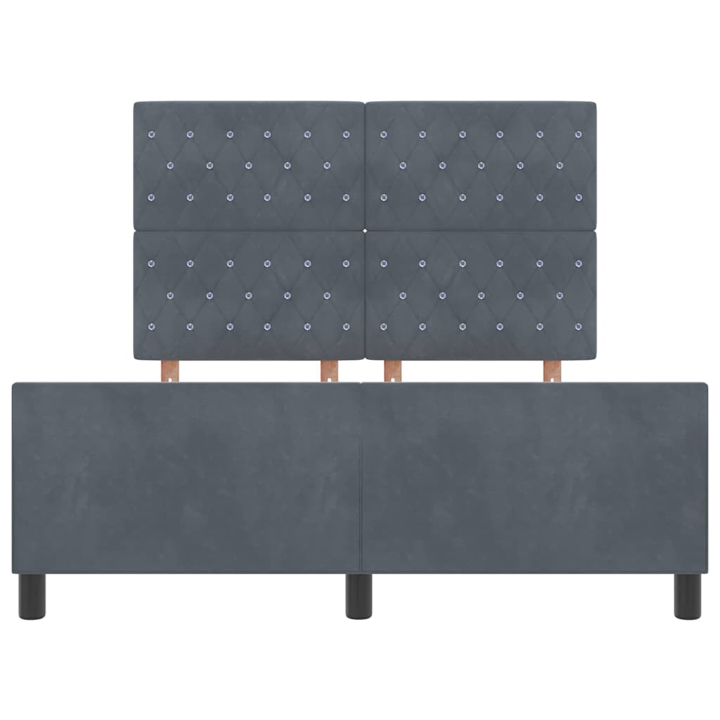 Boxspringbett mit Kopfteil Dunkelgrau 140 x 190 cm Samt