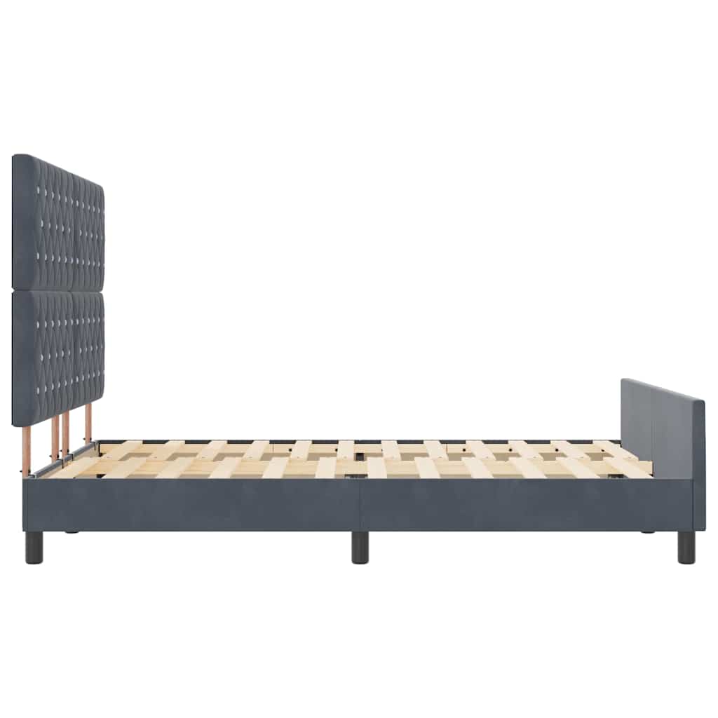 Boxspringbett mit Kopfteil Dunkelgrau 140 x 190 cm Samt
