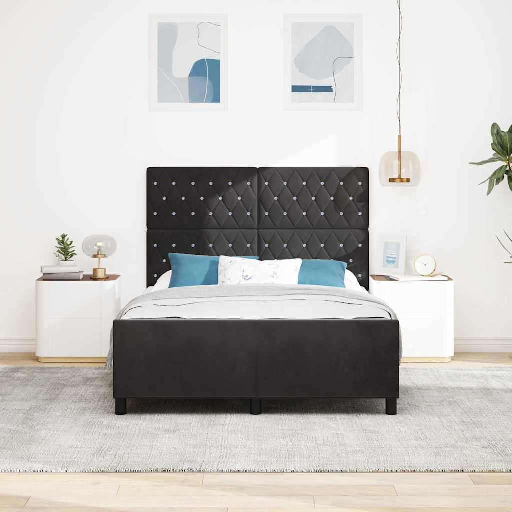 Boxspringbett mit Kopfteil Schwarz 140 x 190 cm Samt