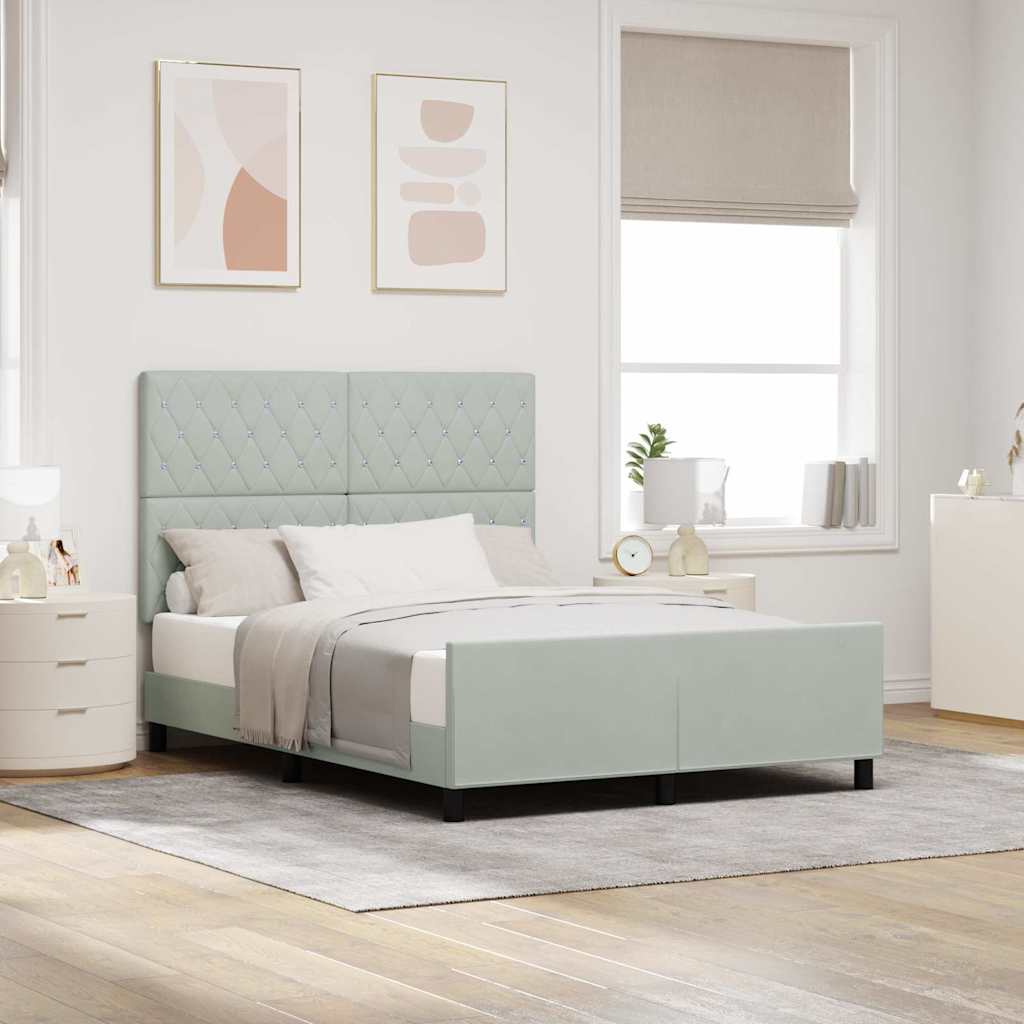 Boxspringbett mit Kopfteil Hellgrau 140 x 200 cm Samt