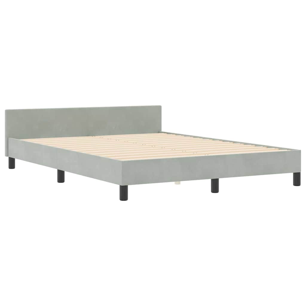 Boxspringbett mit Kopfteil Hellgrau 140 x 200 cm Samt