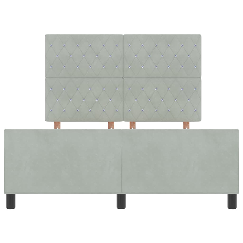 Boxspringbett mit Kopfteil Hellgrau 140 x 200 cm Samt