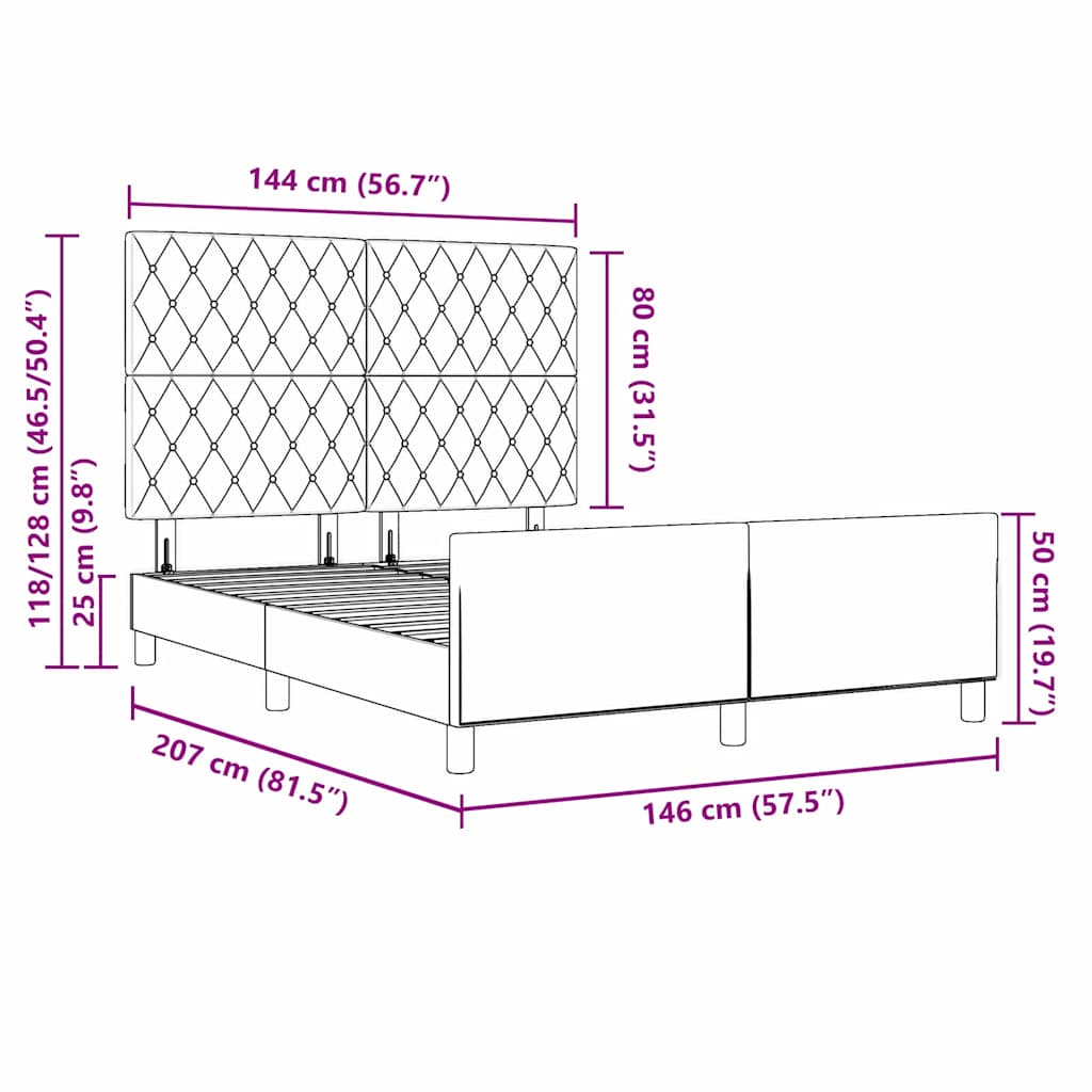 Boxspringbett mit Kopfteil Hellgrau 140 x 200 cm Samt