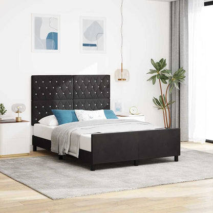 Boxspringbett mit Kopfteil Schwarz 140 x 200 cm Samt