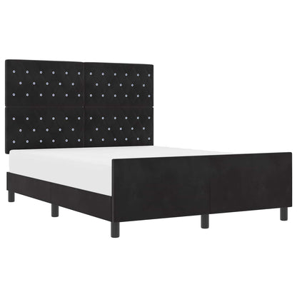 Boxspringbett mit Kopfteil Schwarz 140 x 200 cm Samt