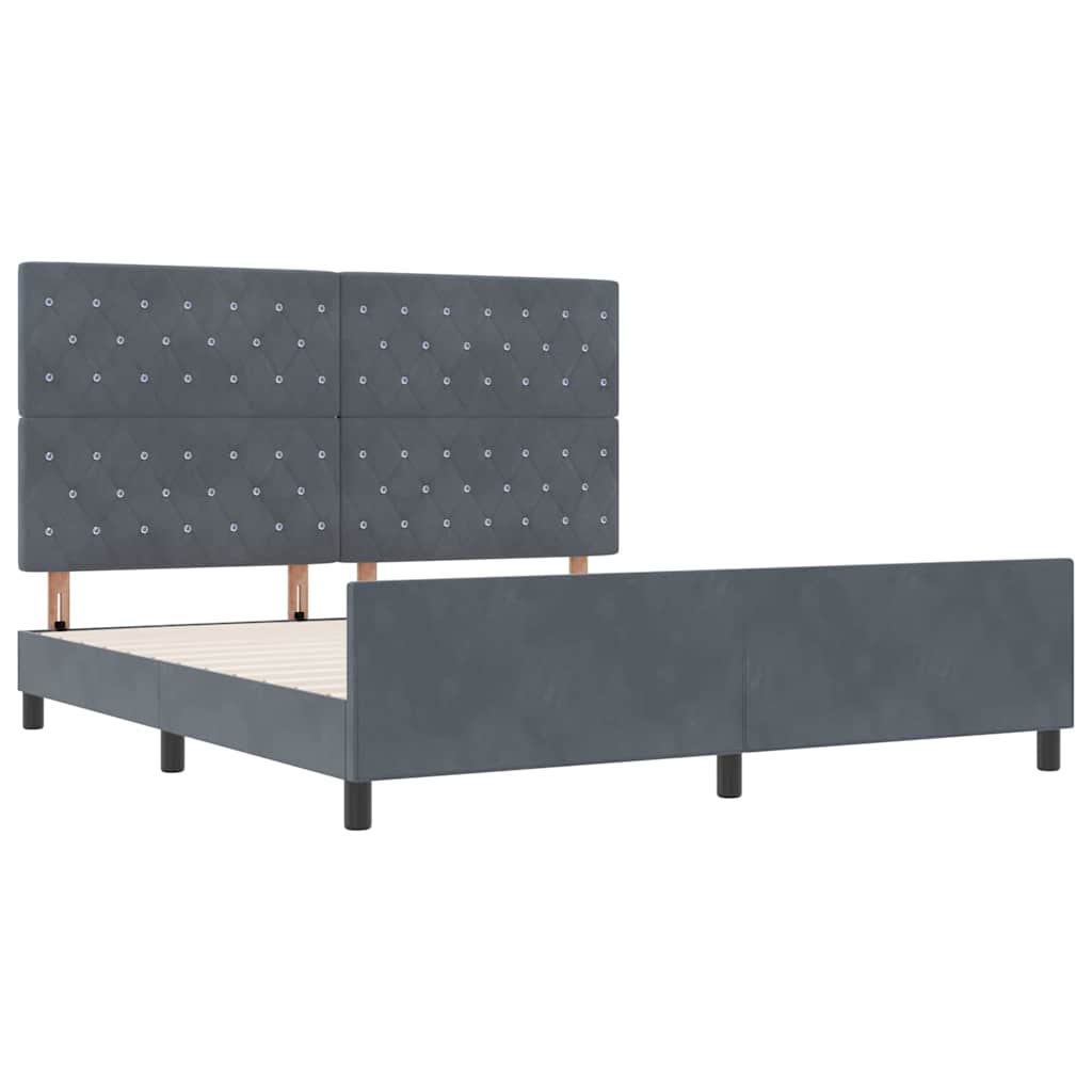 Boxspringbett mit Kopfteil Dunkelgrau 180 x 200 cm Samt