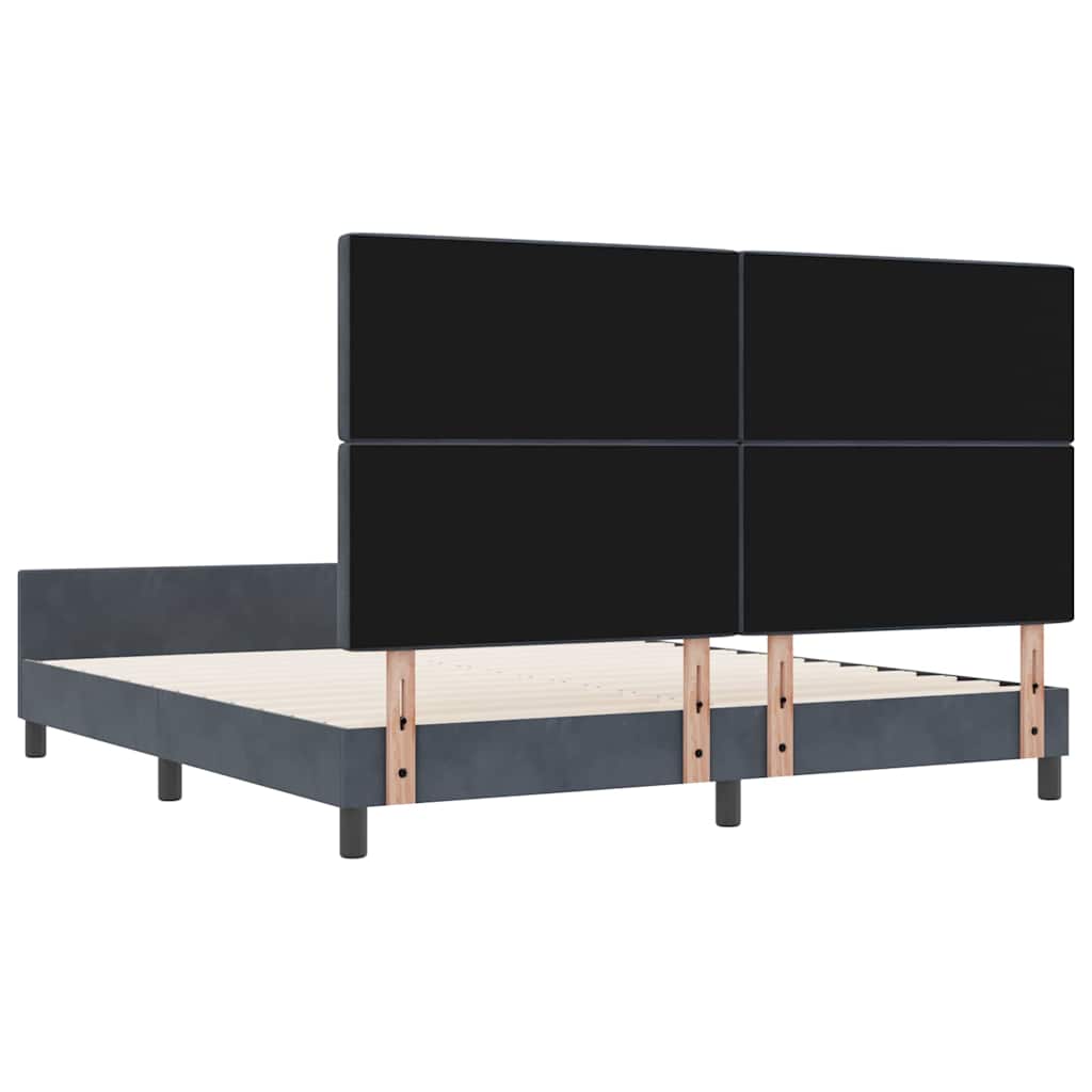 Boxspringbett mit Kopfteil Dunkelgrau 180 x 200 cm Samt
