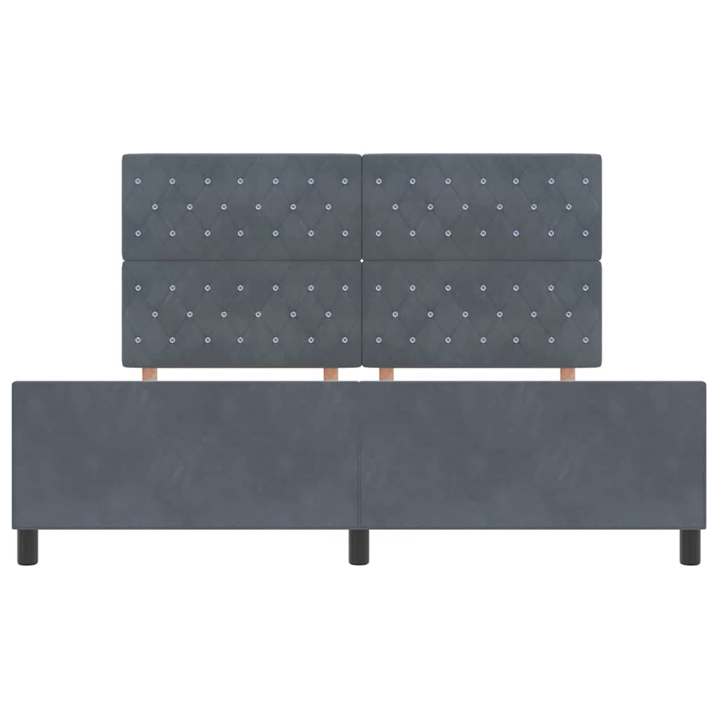 Boxspringbett mit Kopfteil Dunkelgrau 180 x 200 cm Samt