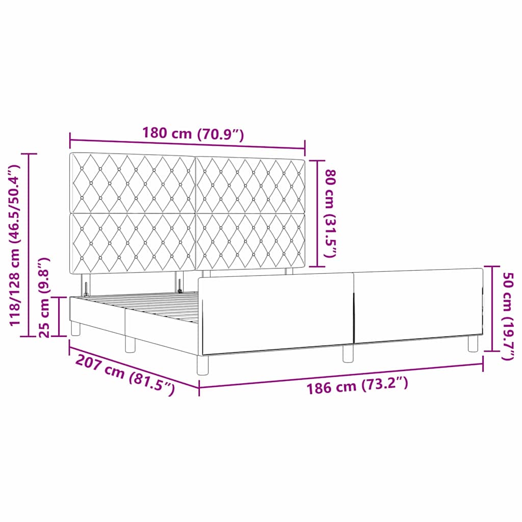 Boxspringbett mit Kopfteil Dunkelgrau 180 x 200 cm Samt