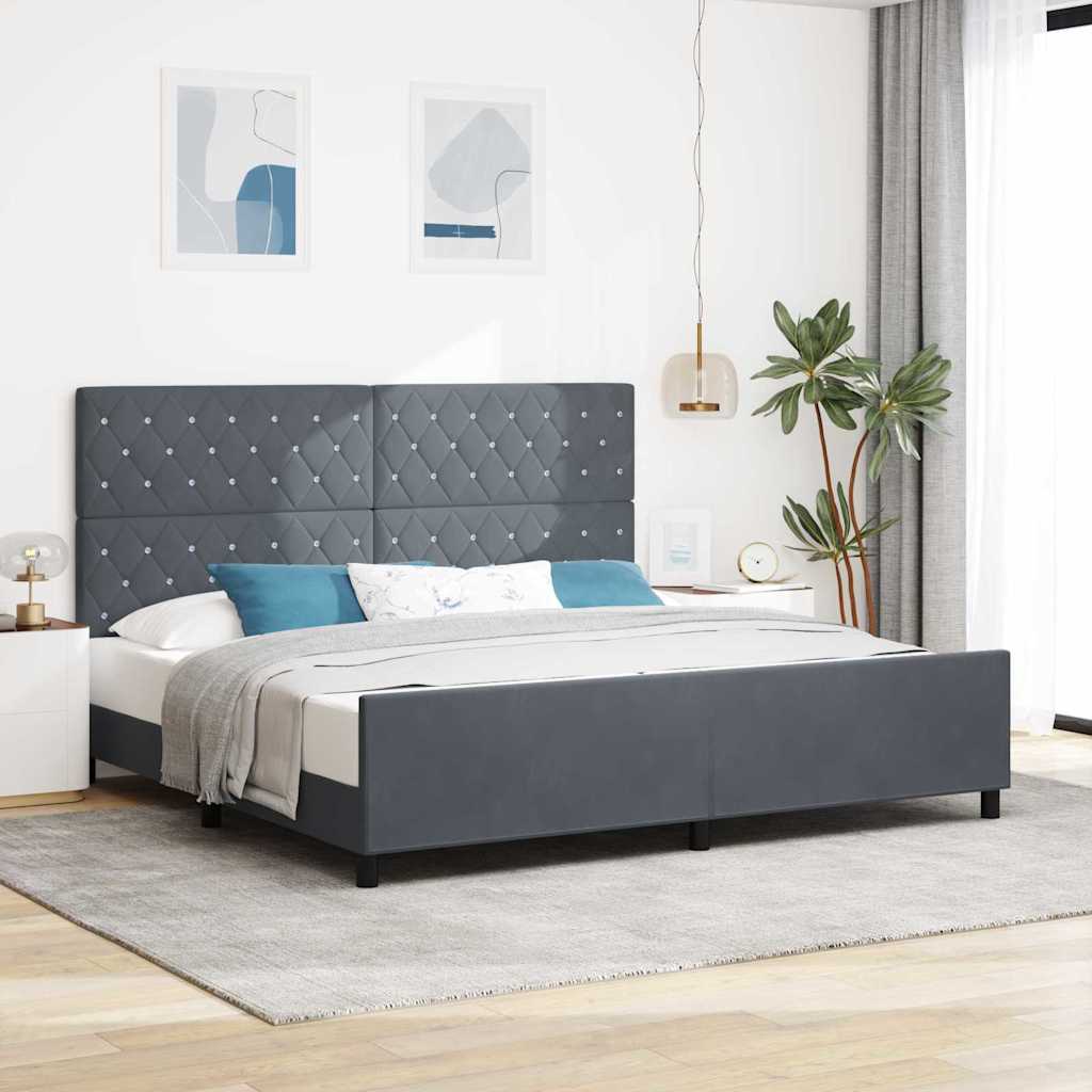Boxspringbett mit Kopfteil Dunkelgrau 200 x 200 cm Samt