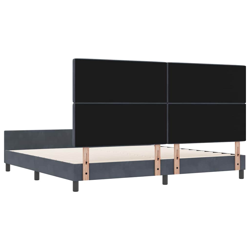 Boxspringbett mit Kopfteil Dunkelgrau 200 x 200 cm Samt