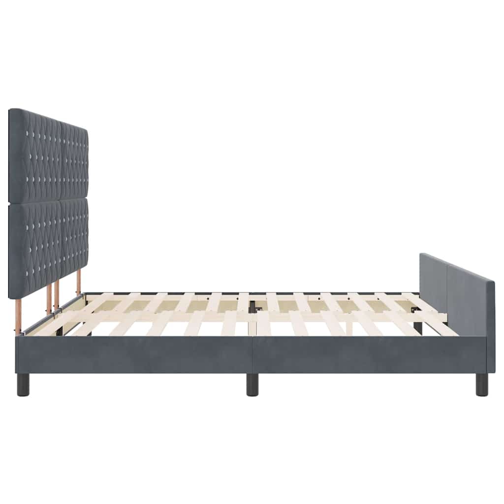 Boxspringbett mit Kopfteil Dunkelgrau 200 x 200 cm Samt
