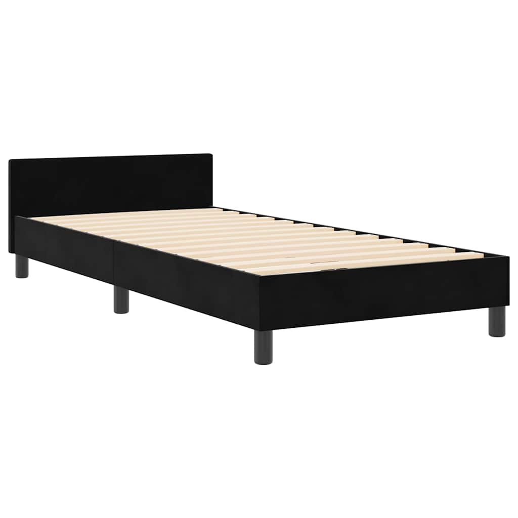 Boxspringbett mit Kopfteil Schwarz 80 x 200 cm Samt