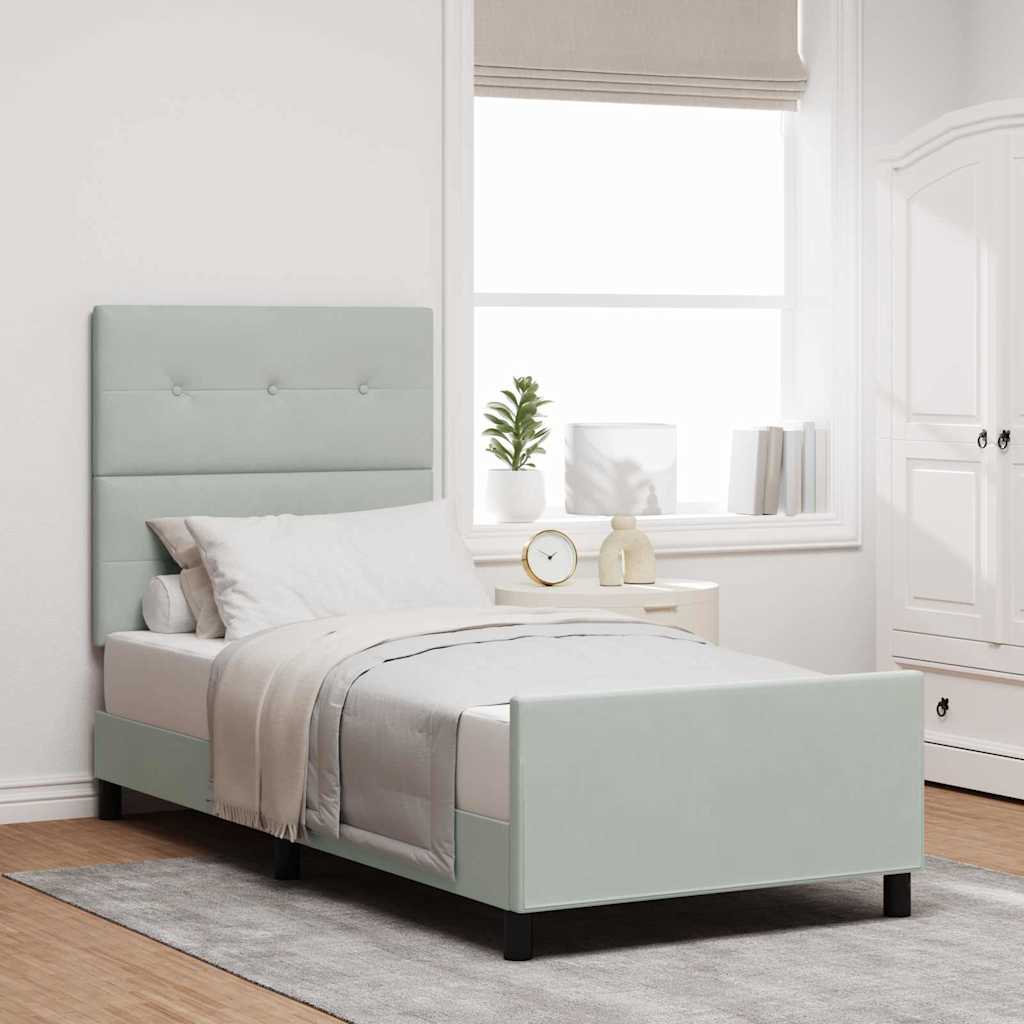 Boxspringbett mit Kopfteil Hellgrau 90 x 190 cm Samt