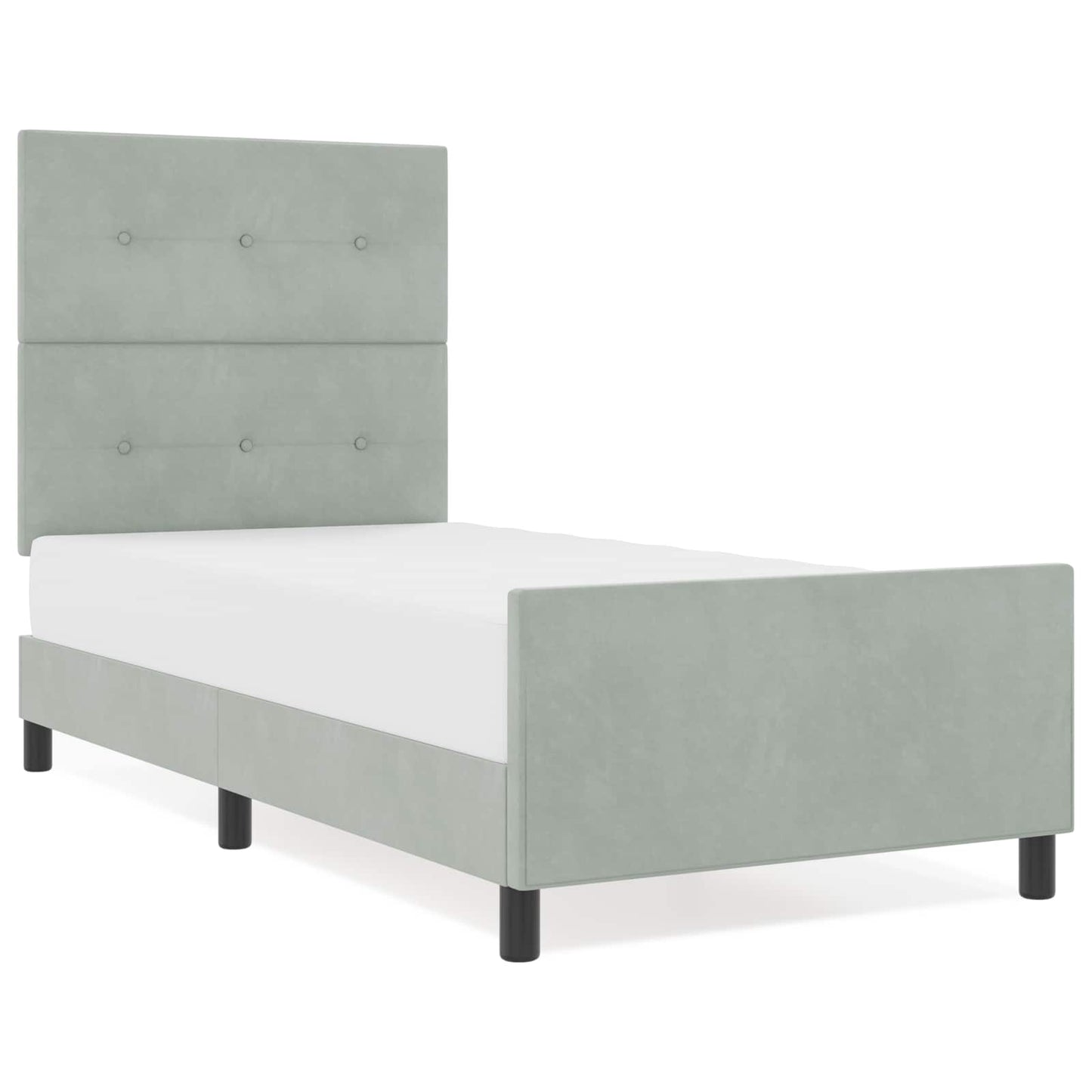 Boxspringbett mit Kopfteil Hellgrau 90 x 190 cm Samt