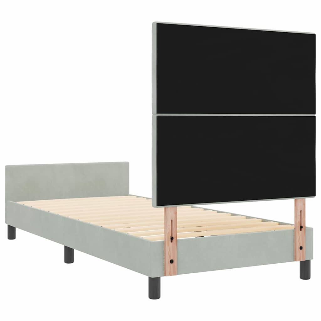 Boxspringbett mit Kopfteil Hellgrau 90 x 190 cm Samt