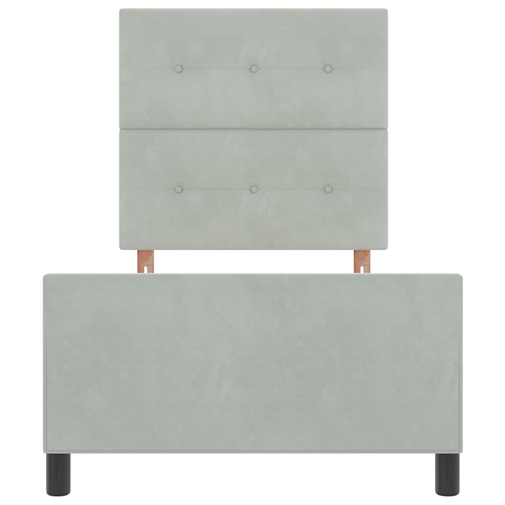 Boxspringbett mit Kopfteil Hellgrau 90 x 190 cm Samt