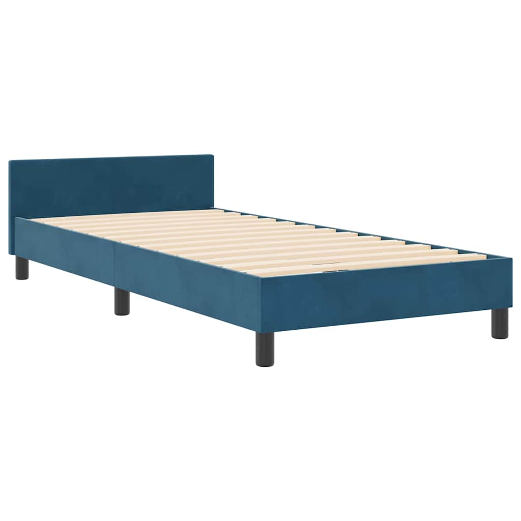 Boxspringbett mit Kopfteil Dunkelblau 90 x 190 cm Samt