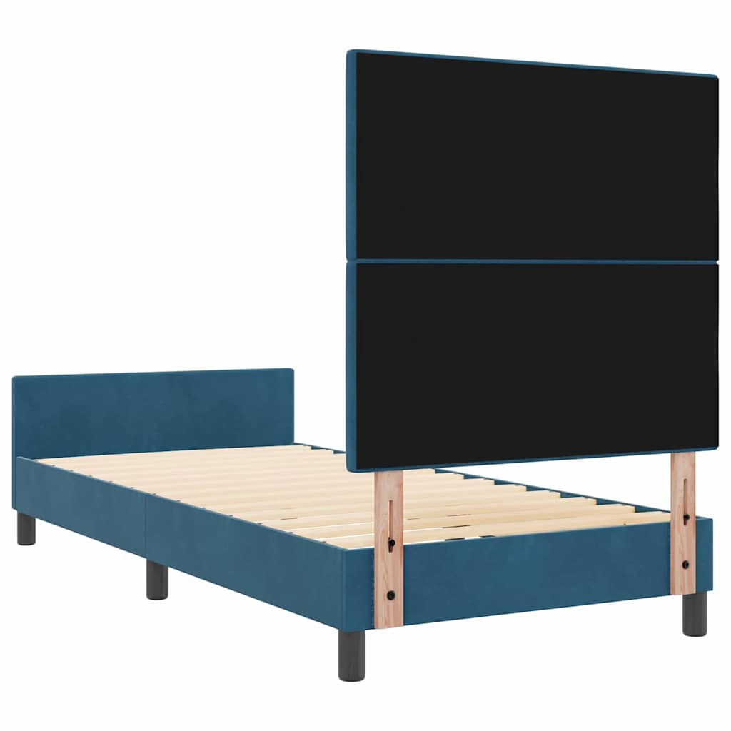 Boxspringbett mit Kopfteil Dunkelblau 90 x 190 cm Samt