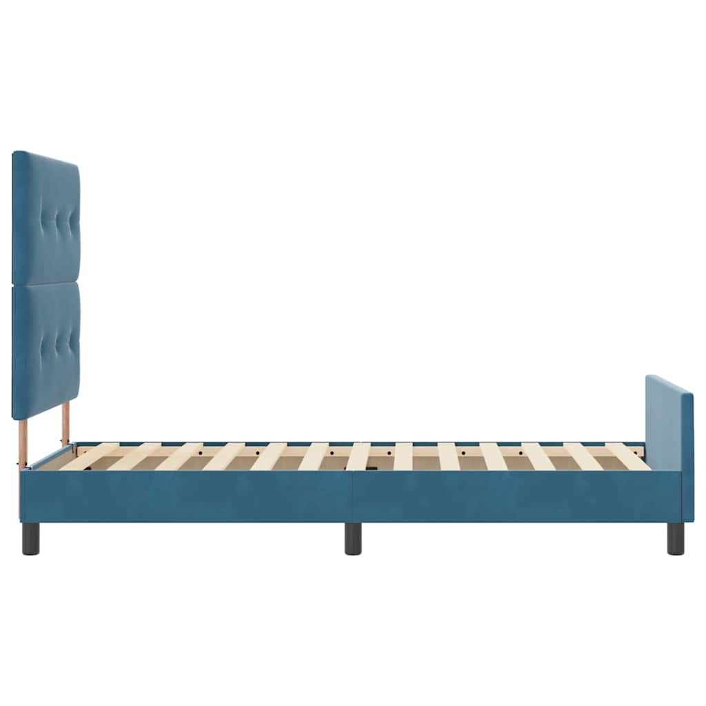 Boxspringbett mit Kopfteil Dunkelblau 90 x 190 cm Samt
