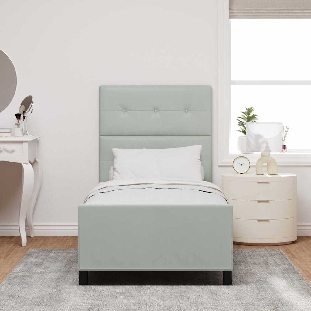 Boxspringbett mit Kopfteil Hellgrau 90 x 200 cm Samt