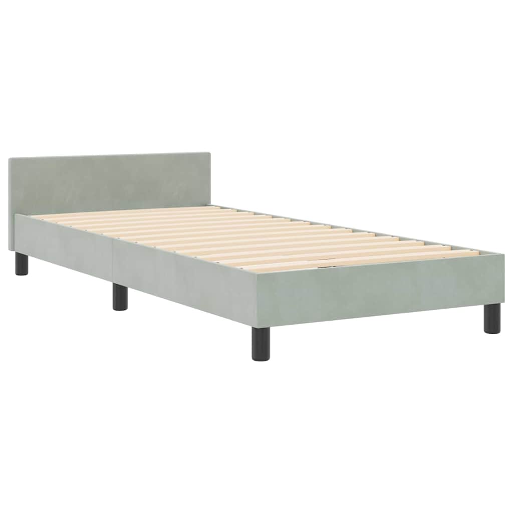 Boxspringbett mit Kopfteil Hellgrau 90 x 200 cm Samt