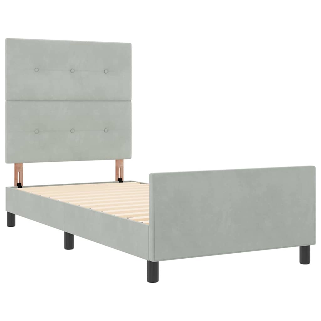 Boxspringbett mit Kopfteil Hellgrau 90 x 200 cm Samt