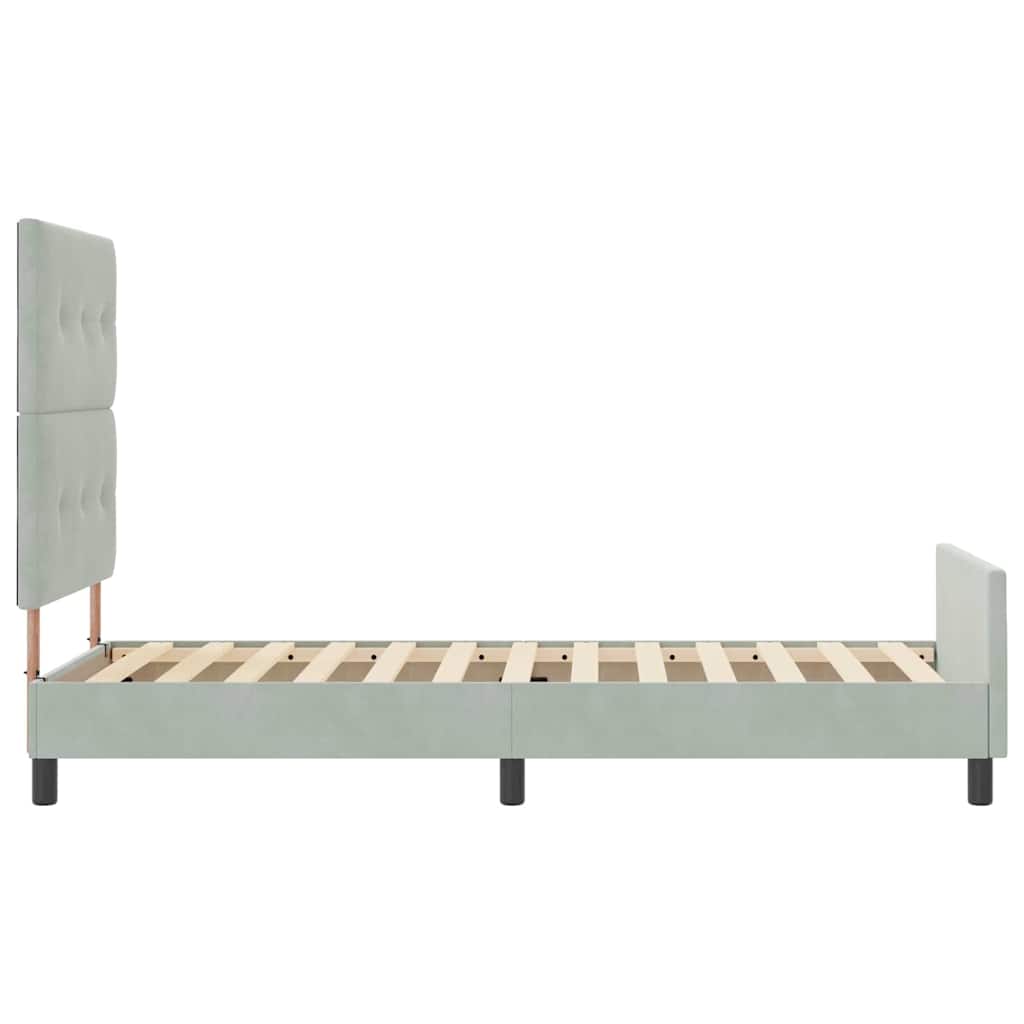 Boxspringbett mit Kopfteil Hellgrau 90 x 200 cm Samt