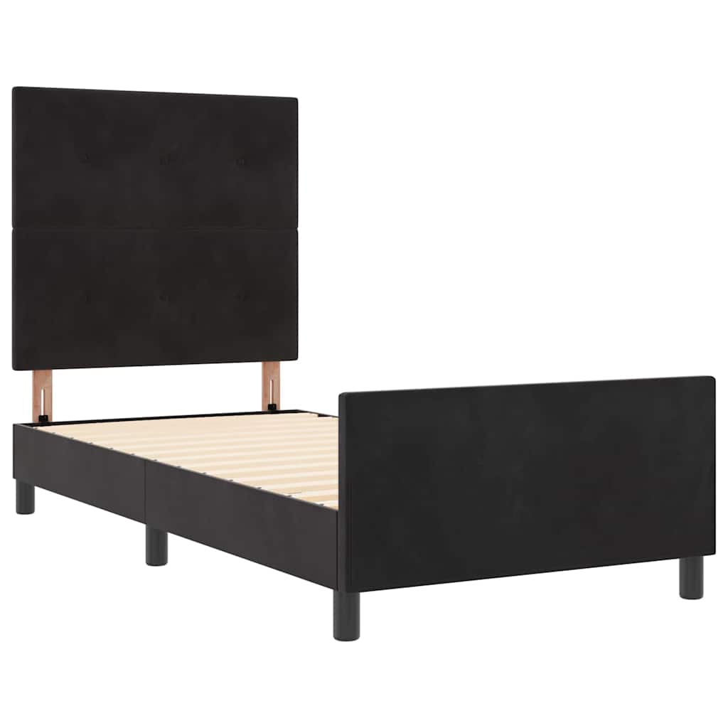 Boxspringbett mit Kopfteil Schwarz 90 x 200 cm Samt
