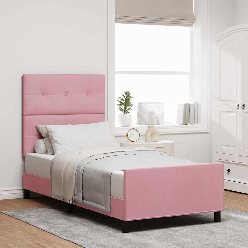 Boxspringbett mit Kopfteil Rosa 90 x 200 cm Samt