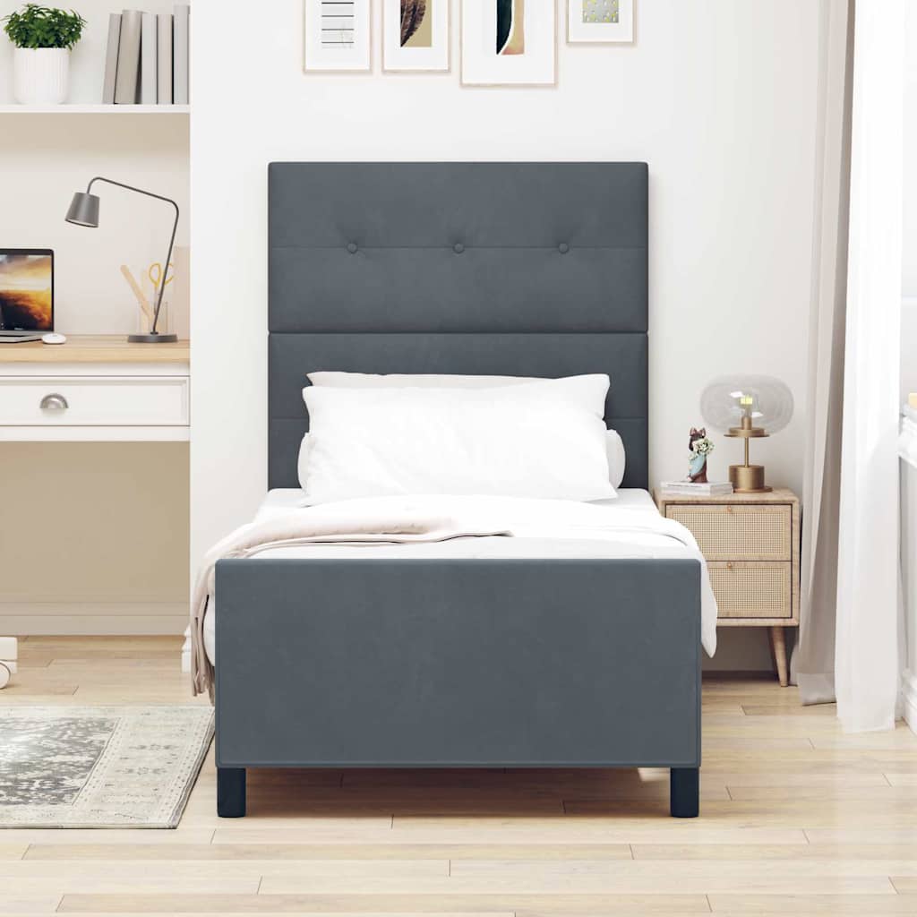 Boxspringbett mit Kopfteil Dunkelgrau 100 x 200 cm Samt