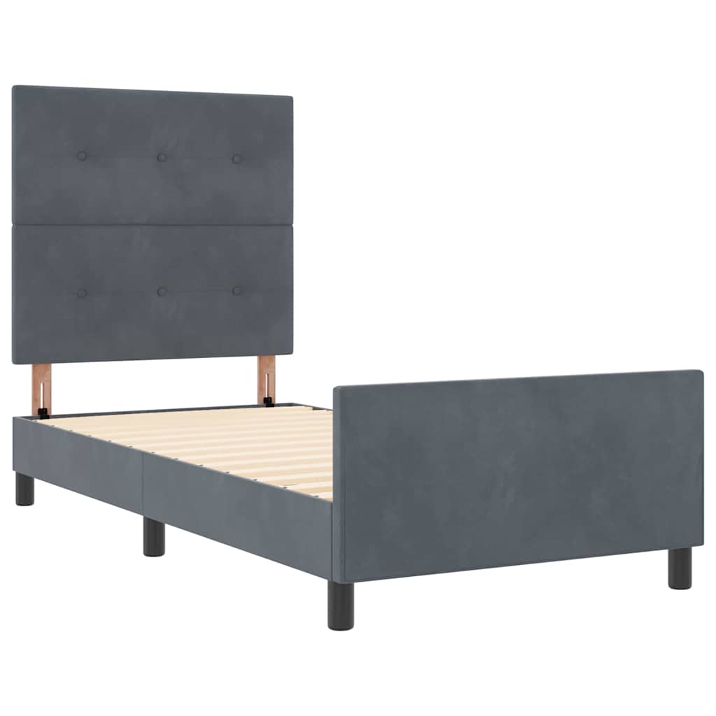 Boxspringbett mit Kopfteil Dunkelgrau 100 x 200 cm Samt