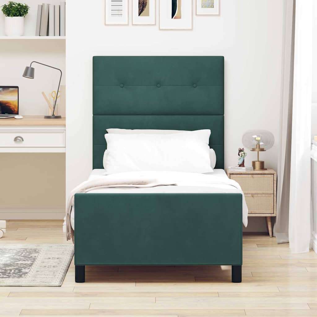 Boxspringbett mit Kopfteil Dunkelgrün 100 x 200 cm Samt