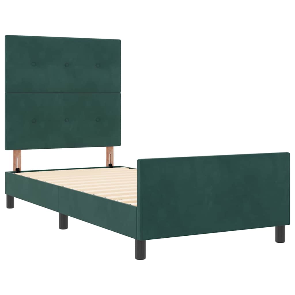 Boxspringbett mit Kopfteil Dunkelgrün 100 x 200 cm Samt