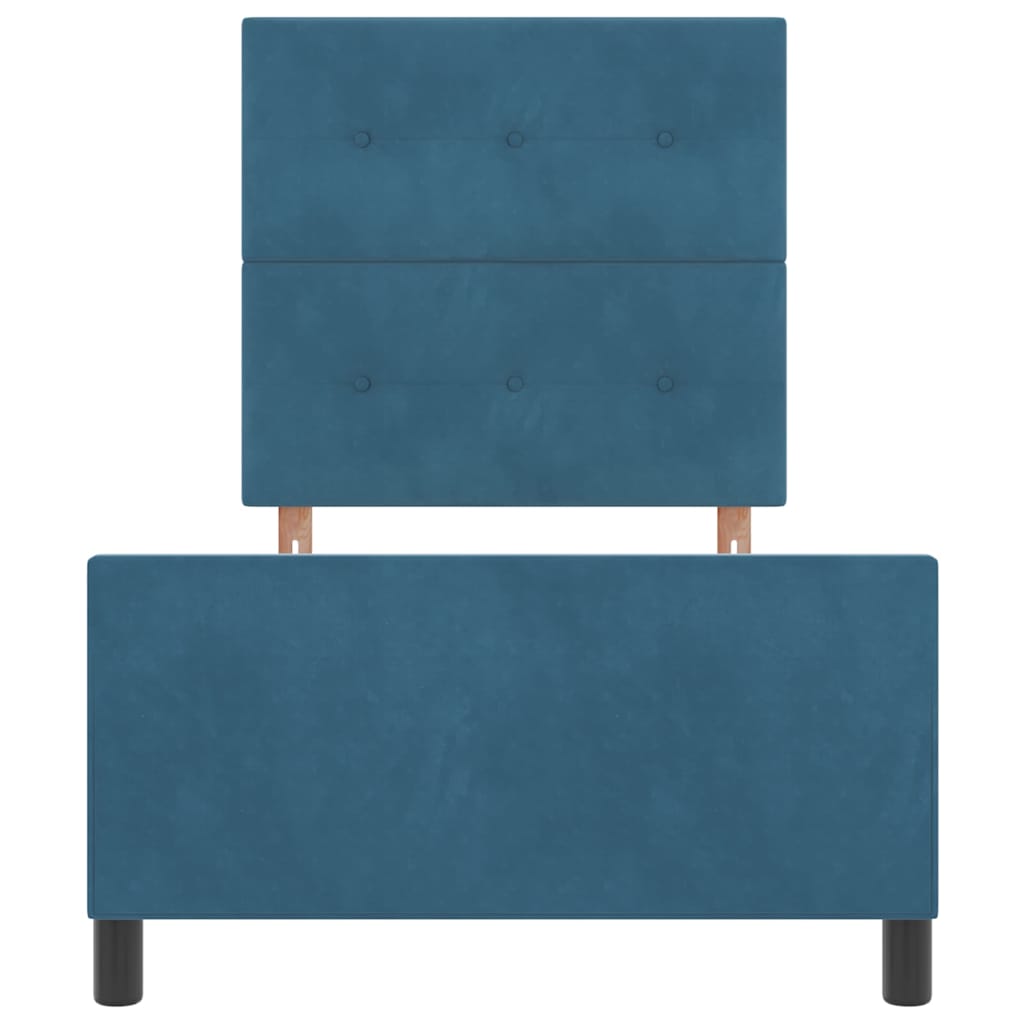 Boxspringbett mit Kopfteil Dunkelblau 100 x 200 cm Samt