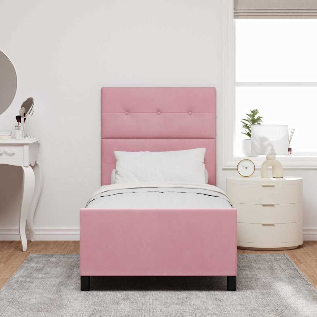 Boxspringbett mit Kopfteil Rosa 100 x 200 cm Samt