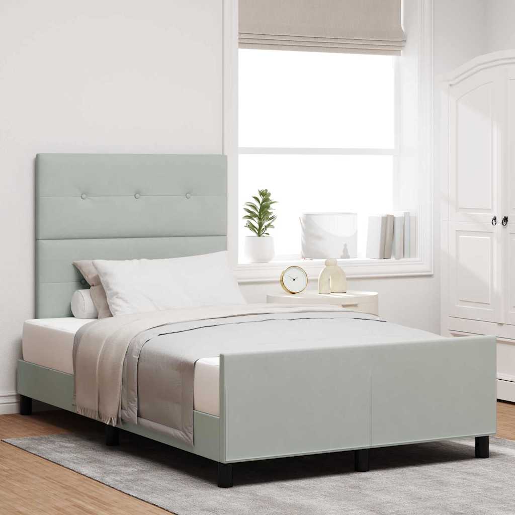 Boxspringbett mit Kopfteil Hellgrau 120 x 190 cm Samt