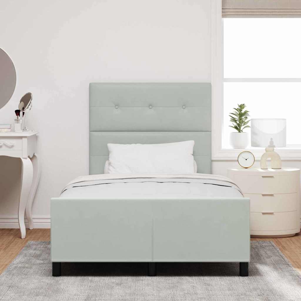 Boxspringbett mit Kopfteil Hellgrau 120 x 190 cm Samt