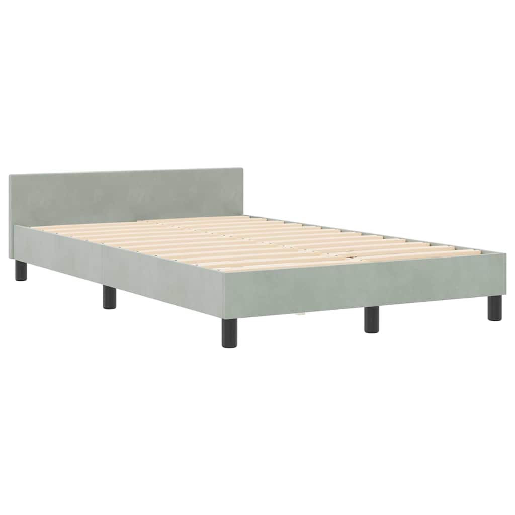 Boxspringbett mit Kopfteil Hellgrau 120 x 190 cm Samt