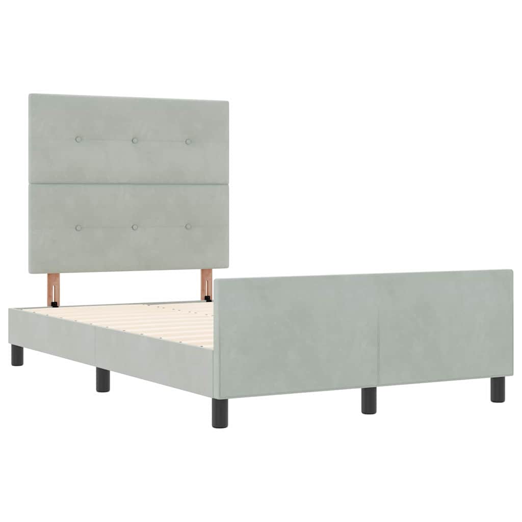 Boxspringbett mit Kopfteil Hellgrau 120 x 190 cm Samt