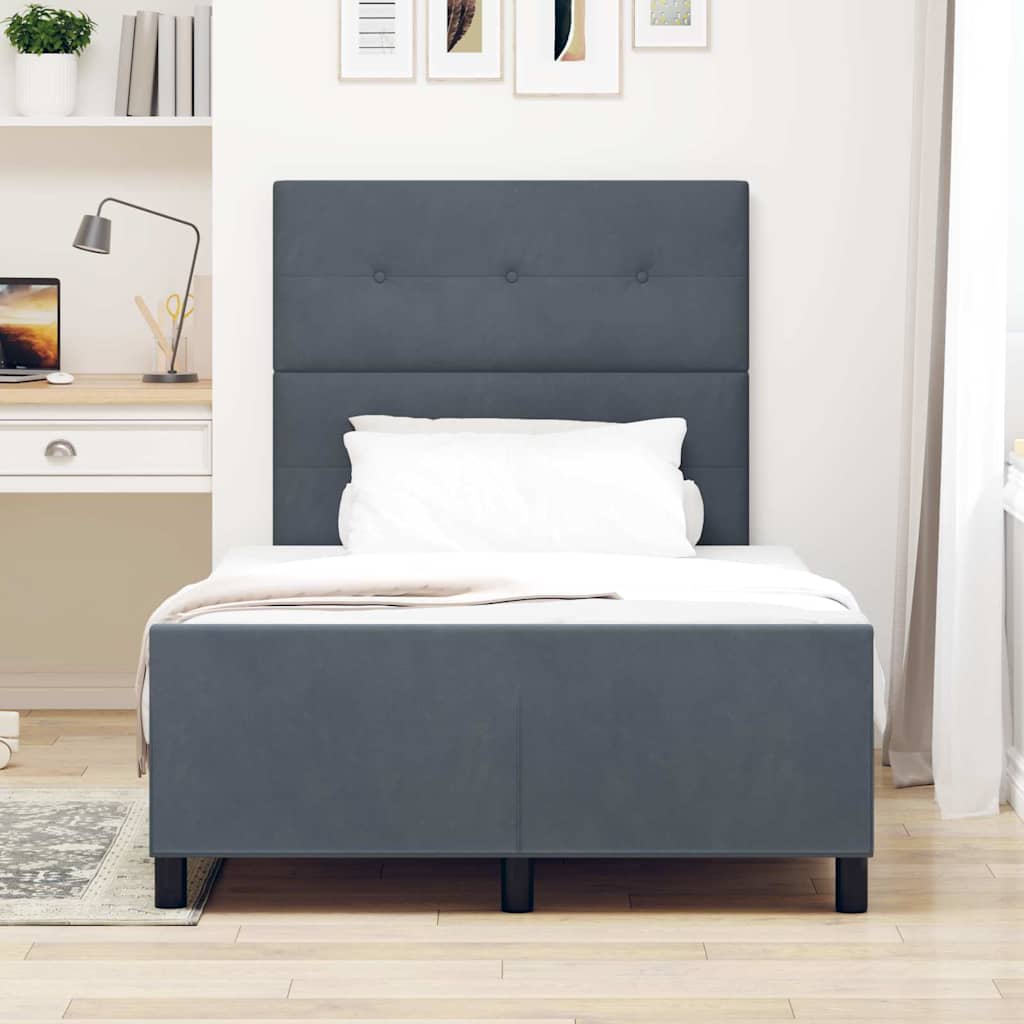 Boxspringbett mit Kopfteil Dunkelgrau 120 x 190 cm Samt