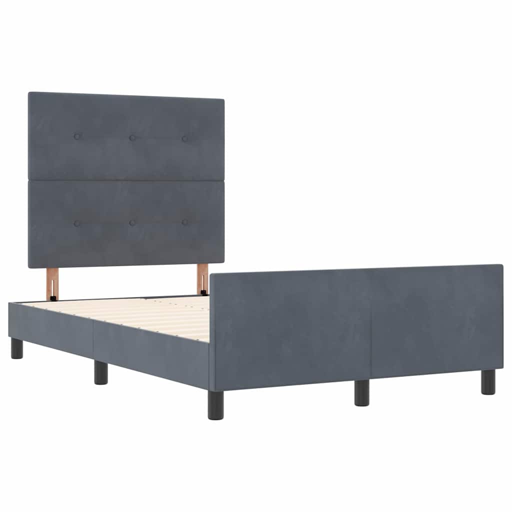 Boxspringbett mit Kopfteil Dunkelgrau 120 x 190 cm Samt