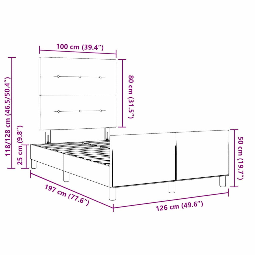 Boxspringbett mit Kopfteil Dunkelgrau 120 x 190 cm Samt