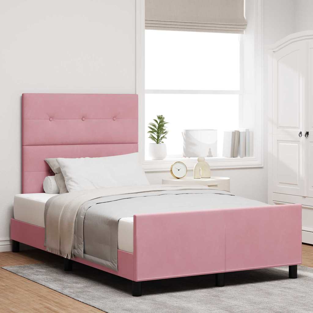 Boxspringbett mit Kopfteil Rosa 120 x 190 cm Samt