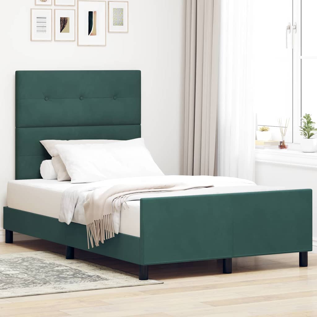 Boxspringbett mit Kopfteil Dunkelgrün 120 x 200 cm Samt