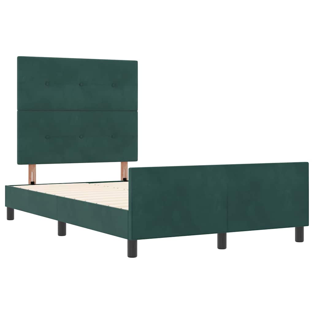 Boxspringbett mit Kopfteil Dunkelgrün 120 x 200 cm Samt