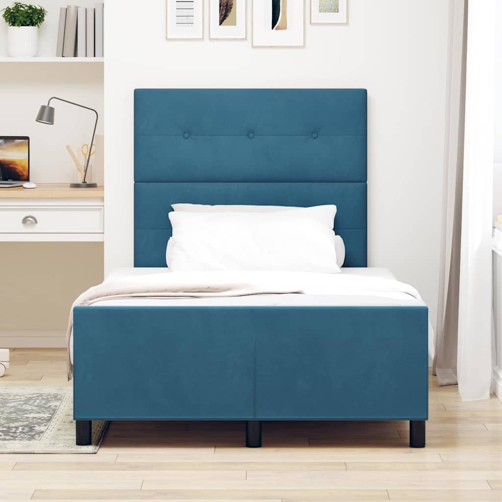 Boxspringbett mit Kopfteil Dunkelblau 120 x 200 cm Samt